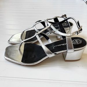 Jeffery Campbell square heels silver